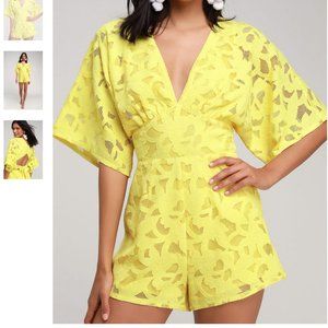 Lulu’s Arden Yellow Lace Embroidered ROMPER - S